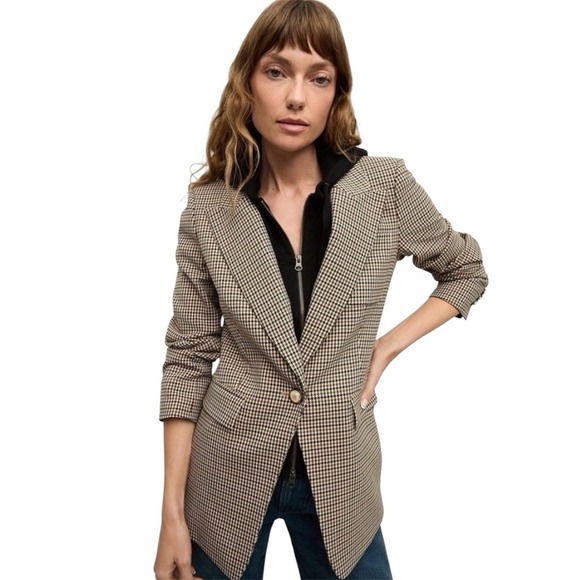 Veronica Beard Jackets & Blazers - Veronica Beard Livvy Dickey Houndstooth Twill Blazer Sand NWT Sz 0 Career Luxury
